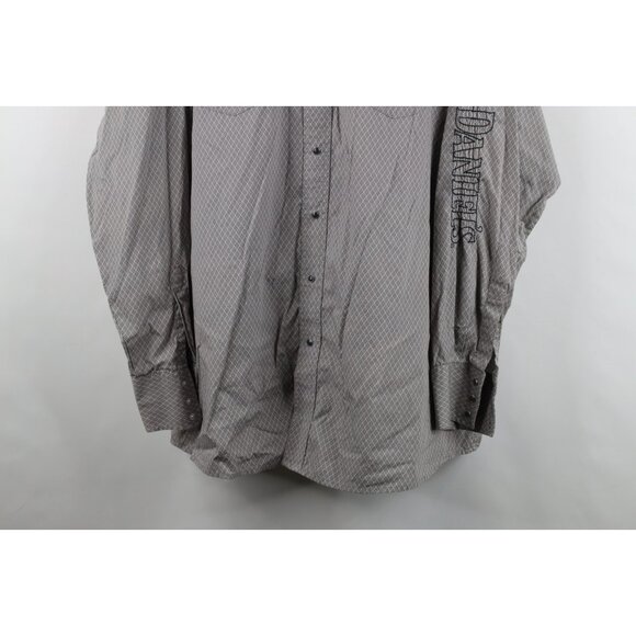 Jack Daniels x Wrangler Mens 2XLT Spell Out Diamond Western Cowboy Button Shirt - Picture 3 of 16